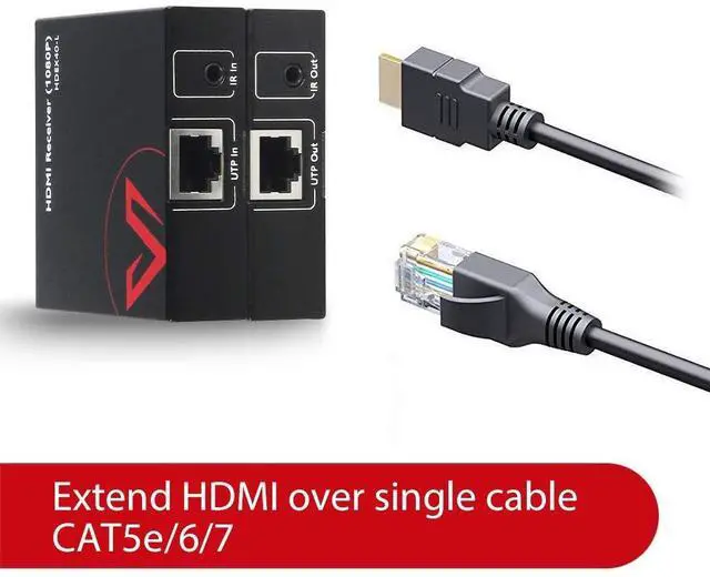 Alt view image 5 of 7 - AV Access HDMI Extender Over Cat5e/6a/7 up to 1080P@60Hz 164ft/50m with IR Remote Control, FullHD HDMI Balun, Supports PoE/PoC Function