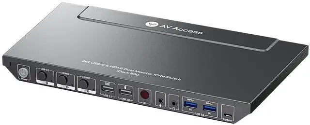 Main image of AV Access KVM Switch Dock for a Laptop and 2 Desktop PCs, Dual 4K@60Hz Monitor USB C Docking Station, Type-C 65W Charging for Laptop, Ethernet, EDID, Hotkey Switch, HDMI, USB 3.0(iDock-B30)