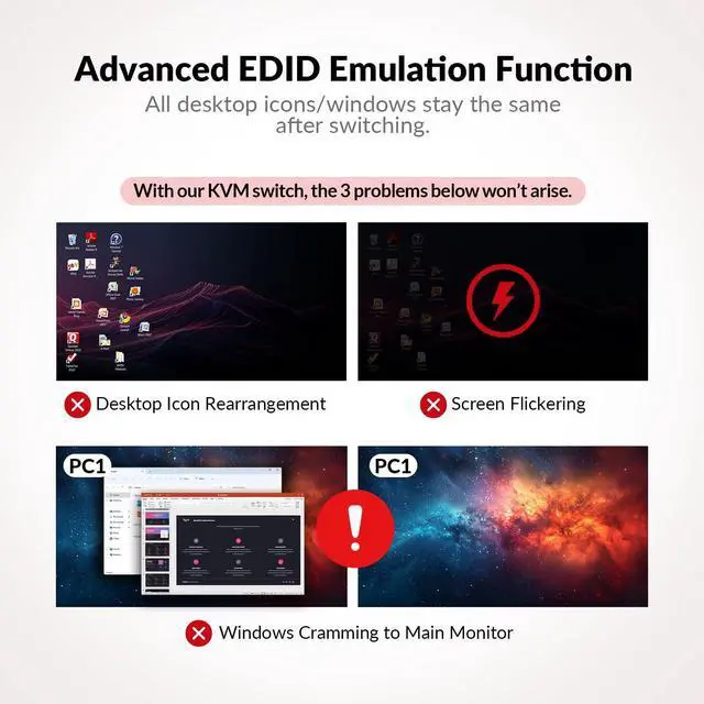 Alt view image 5 of 7 - AV Access KVM Switch Dock for a Laptop and 2 Desktop PCs, Dual 4K@60Hz Monitor USB C Docking Station, Type-C 65W Charging for Laptop, Ethernet, EDID, Hotkey Switch, HDMI, USB 3.0(iDock-B30)