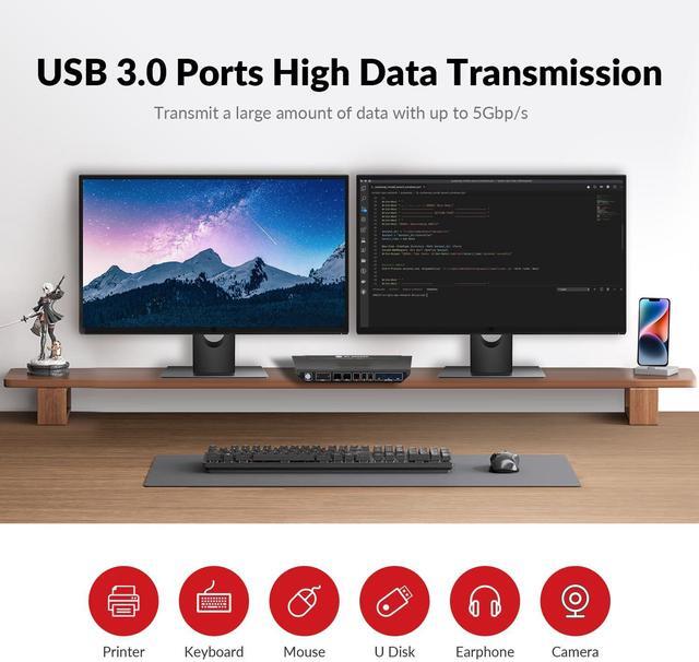 Alt view image 4 of 7 - AV Access KVM Switch 2 Computers 2 Monitors DisplayPort 8K@60Hz 4K@165hz/144hz, DP KVM Switch Dual Monitors with USB 3.0 Ports, Audio Out, IR Remote, Hotkey Switch, with 6 DP Cables