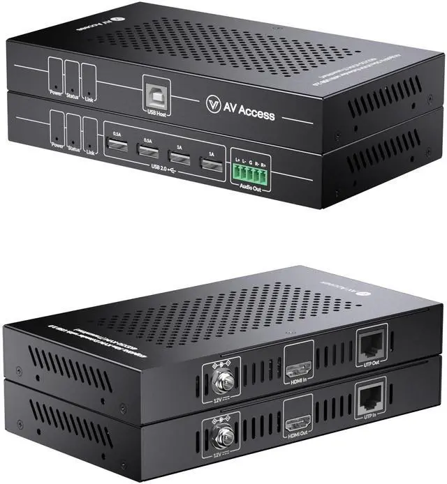 Main image of AV Access HDMI USB KVM Extender, 50m/164ft 4K 60Hz Over Cat5e/6/6a/7, Support 2K@144Hz, 1080P@240Hz, 4 Ports USB2.0, HDCP2.2, No Signal Loss and Latency, POC, Independent EDID Management (4KEX50-KVM)