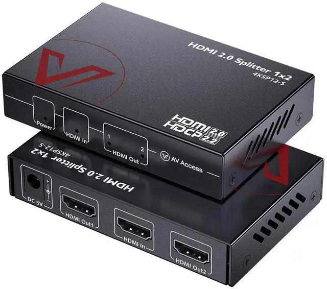 Main image of 4K@60Hz/1080p@120Hz HDMI 2.0 Splitter 1 in 2 Out, Auto Downscaler with HDR10 &3D, 18Gbps Zero Latency, AV Access Gaming Splitter, Duplicate/Mirror Screens, HDCP 2.2, for Xbox, PS5