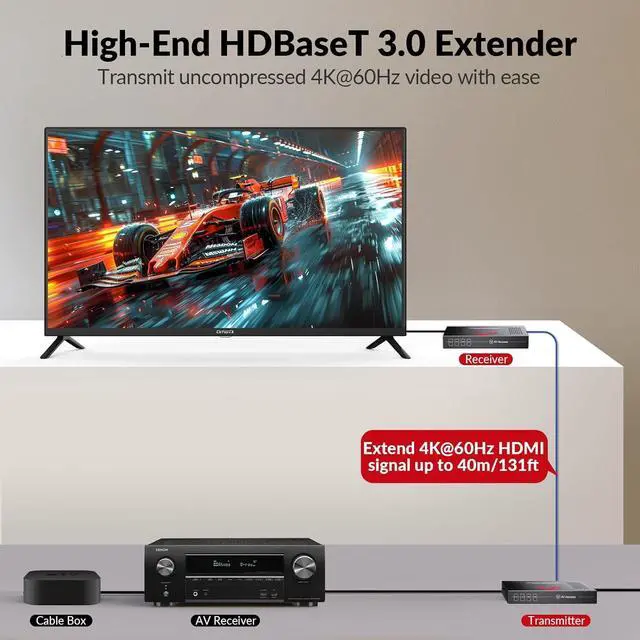 Alt view image 3 of 7 - 4K HDMI Extender with eARC & ARC, HDBaseT 3.0 Extender w/ 2-Way IR, CEC & PoC, Ideal for Home Theater, HDR Dolby Vision up to130ft/40m