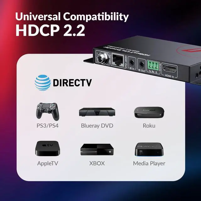 Alt view image 4 of 7 - v AV Access 4K HDBaseT HDMI Extender, 70m/230ft HDMI Extender with 2-Way IR, CEC, PoE & RS232