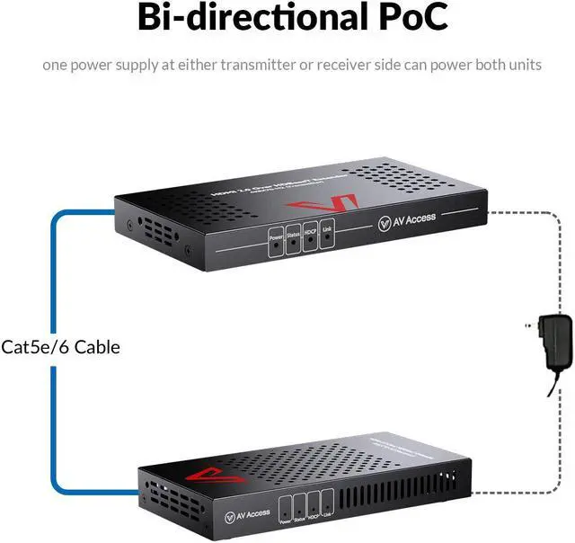 Alt view image 6 of 7 - 4K HDMI 2.0 HDBaseT Extender up to 70m/230ft, Supports HDCP2.2, HDR10, YUV4:4:4, UltraHD, 18Gbps, 2-Way IR, PoE & RS232