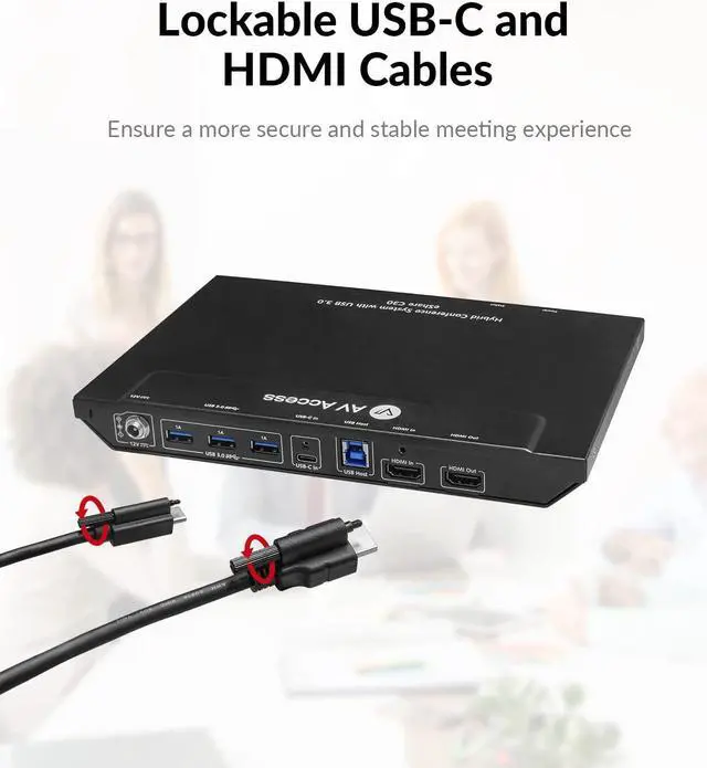 Alt view image 7 of 7 - AV Access Conference Docking Station for Meeting Room, 4K Presentation Switch System Screen Mirroring, HDMI & USB-C 4K Input, Hybrid Conference System, 3 USB 3.0 Ports for Webcam and Speakerphone