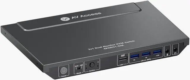 Main image of v AV Access KVM Switch Dual Monitor 4K@60Hz, 2K@144Hz, 1080P@240Hz, USB 3.0 KVM Switch 2 Monitors 2 Computers, Ultrawide Screen PC Keyboard Mouse Switcher, Hotkey Switch
