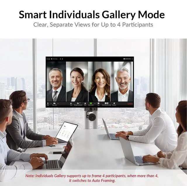 Alt view image 7 of 7 - 4K Conference Room Camera System, AI Auto-Tracking PTZ Camera 15x Zoom(3x Optical) with Bluetooth Speakerphone Set, 120° Wide-Angle, 16-Foot Mic Pickup, for Zoom YouTube Teams OBS and More