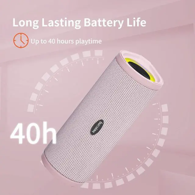 Alt view image 5 of 7 - HEYSONG Portable Bluetooth Speaker, Waterproof Wireless Shower Speakers with Good Bass, IPX7 Floating, 5000mAh, TF Card, Loud Sound for Beach, Pool, Kayak Accessories, Gifts for Woman, Girl - Pink