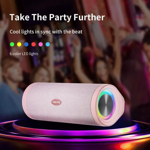 Alt view image 6 of 7 - HEYSONG Portable Bluetooth Speaker, Waterproof Wireless Shower Speakers with Good Bass, IPX7 Floating, 5000mAh, TF Card, Loud Sound for Beach, Pool, Kayak Accessories, Gifts for Woman, Girl - Pink