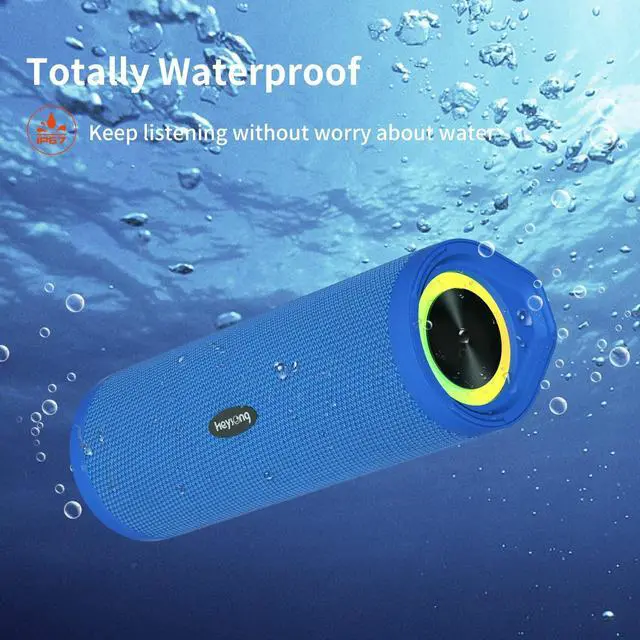 Alt view image 2 of 7 - HEYSONG Portable Bluetooth Speaker, Waterproof Wireless Shower Outdoor Speakers, IPX7 Floating, 5000mAh, TF Card, Good Bass, Loud Sound for Beach, Pool, Kayak Accessories, Gifts for Men Women - Blue