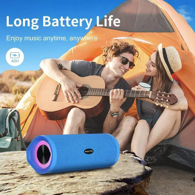 Alt view image 3 of 7 - HEYSONG Portable Bluetooth Speaker, Waterproof Wireless Shower Outdoor Speakers, IPX7 Floating, 5000mAh, TF Card, Good Bass, Loud Sound for Beach, Pool, Kayak Accessories, Gifts for Men Women - Blue