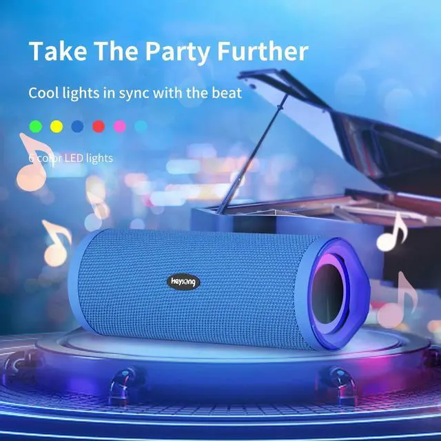 Alt view image 4 of 7 - HEYSONG Portable Bluetooth Speaker, Waterproof Wireless Shower Outdoor Speakers, IPX7 Floating, 5000mAh, TF Card, Good Bass, Loud Sound for Beach, Pool, Kayak Accessories, Gifts for Men Women - Blue