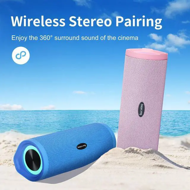 Alt view image 5 of 7 - HEYSONG Portable Bluetooth Speaker, Waterproof Wireless Shower Outdoor Speakers, IPX7 Floating, 5000mAh, TF Card, Good Bass, Loud Sound for Beach, Pool, Kayak Accessories, Gifts for Men Women - Blue