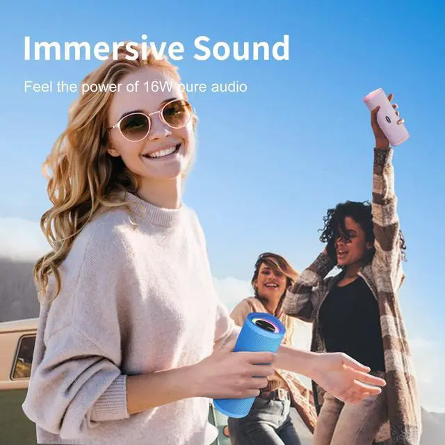 Alt view image 6 of 7 - HEYSONG Portable Bluetooth Speaker, Waterproof Wireless Shower Outdoor Speakers, IPX7 Floating, 5000mAh, TF Card, Good Bass, Loud Sound for Beach, Pool, Kayak Accessories, Gifts for Men Women - Blue