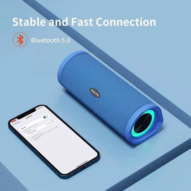 Alt view image 7 of 7 - HEYSONG Portable Bluetooth Speaker, Waterproof Wireless Shower Outdoor Speakers, IPX7 Floating, 5000mAh, TF Card, Good Bass, Loud Sound for Beach, Pool, Kayak Accessories, Gifts for Men Women - Blue