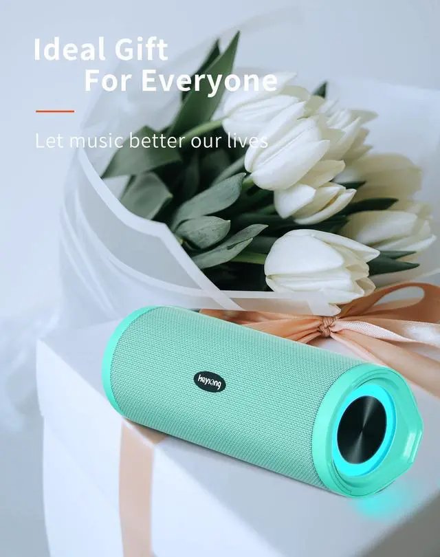 Alt view image 4 of 7 - HEYSONG Portable Bluetooth Speaker, Waterproof Wireless Shower Speakers with Good Bass, IPX7 Floating, 5000mAh, TF Card, Loud Sound for Beach, Pool, Kayak Accessories, Gifts for Women, Girl-Mint Green