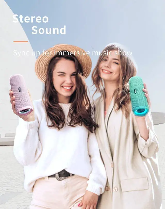 Alt view image 5 of 7 - HEYSONG Portable Bluetooth Speaker, Waterproof Wireless Shower Speakers with Good Bass, IPX7 Floating, 5000mAh, TF Card, Loud Sound for Beach, Pool, Kayak Accessories, Gifts for Women, Girl-Mint Green