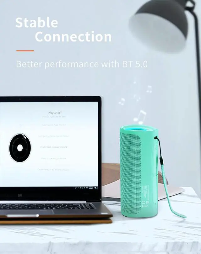 Alt view image 6 of 7 - HEYSONG Portable Bluetooth Speaker, Waterproof Wireless Shower Speakers with Good Bass, IPX7 Floating, 5000mAh, TF Card, Loud Sound for Beach, Pool, Kayak Accessories, Gifts for Women, Girl-Mint Green