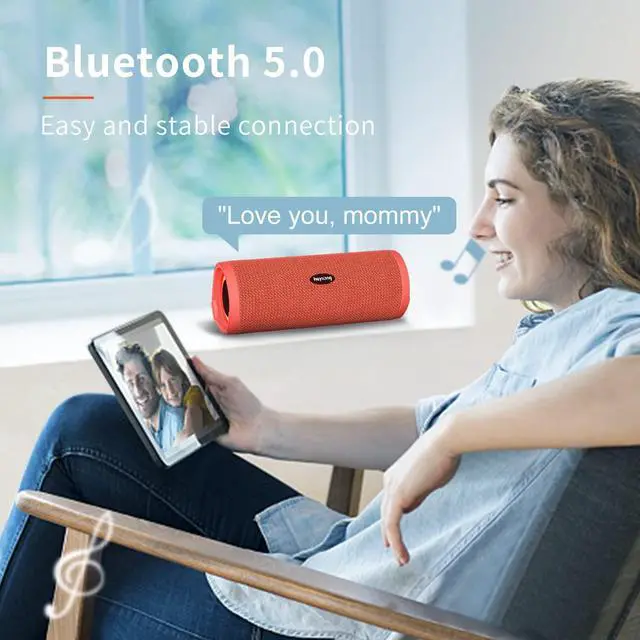 Alt view image 3 of 7 - HEYSONG Portable Bluetooth Speaker, Waterproof Wireless Outdoor Speakers with LED Light, Enhanced Bass, IPX7 Floating, 40H Play, TF Card, True Wireless Stereo for Party, Shower, Gifts for Men - Red