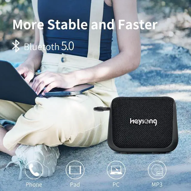 Alt view image 7 of 7 - HEYSONG Waterproof Bluetooth Speaker, Portable Wireless Shower Speakers With Wireless Stereo Sound, IPX7, 24-Hour Playtime, BassUp Speaker Bluetooth For Bedroom Accessories, Gifts for Men