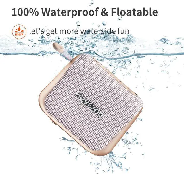 Alt view image 2 of 7 - Heysong Speaker Bluetooth, Shower Speaker Bluetooth Waterproof with Integrated Loop for Portable bluetooth Wireless Speakers, IPX7, 24-Hour Playtime, Enhanced Bass, Bedroom Decor, Custom EQ, Home-Pink