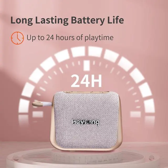 Alt view image 3 of 7 - Heysong Speaker Bluetooth, Shower Speaker Bluetooth Waterproof with Integrated Loop for Portable bluetooth Wireless Speakers, IPX7, 24-Hour Playtime, Enhanced Bass, Bedroom Decor, Custom EQ, Home-Pink