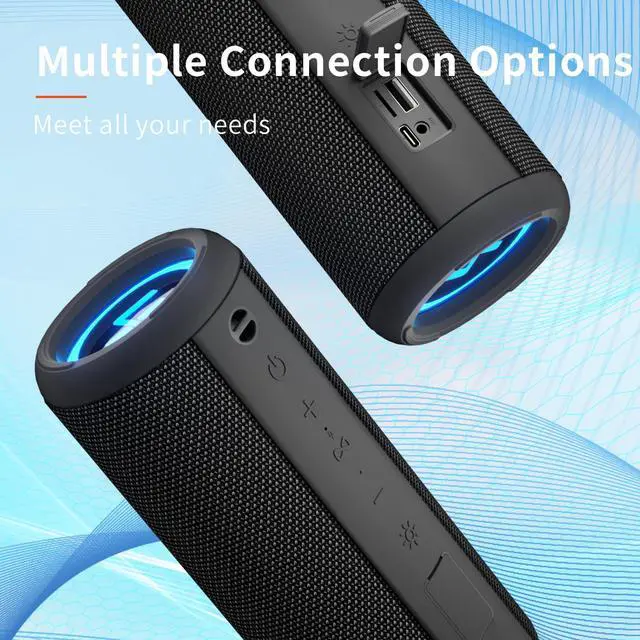 Alt view image 5 of 7 - HEYSONG Waterproof Bluetooth Speaker, Portable Wireless Outdoor Speakers with 20W Loud Stereo Sound, Good Bass, IPX6 Speaker for Pool, Shower, Kayak, Beach Accessories, Gifts for Men Women