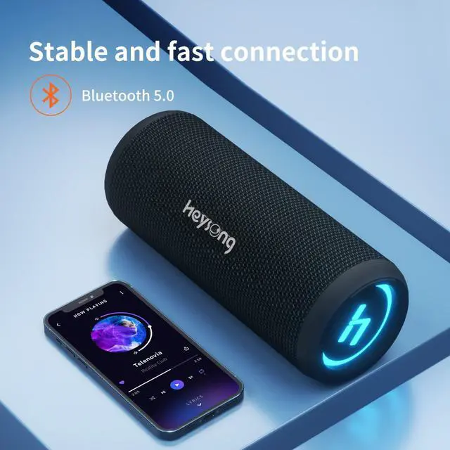 Alt view image 7 of 7 - HEYSONG Waterproof Bluetooth Speaker, Portable Wireless Outdoor Speakers with 20W Loud Stereo Sound, Good Bass, IPX6 Speaker for Pool, Shower, Kayak, Beach Accessories, Gifts for Men Women
