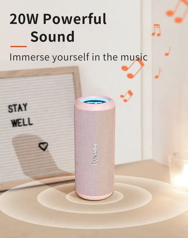 Alt view image 2 of 7 - HEYSONG Bluetooth Speaker, Waterproof Portable Wireless Bluetooth Speakers With Led Light, 20W Loud Sound, TF Card, USB Playback, Pool Accessories for Kayak, Boat, Outdoor, Camping, Gifts for Men-Pink