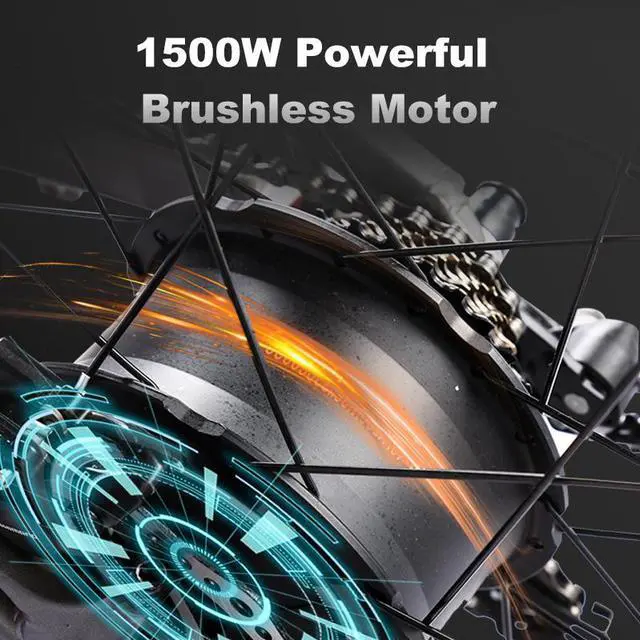 Alt view image 6 of 7 - RANDRIDE 1500W Ebike Fat Tire Electric Bike for Adults E Bike 23AH Mountain Electric Bike with 26*4.0 CST Fat Tire, Shimano 27 Speed, Shimano hydraulic brakes