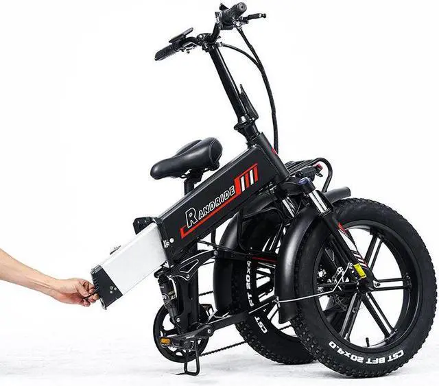 Alt view image 3 of 7 - RANDRIDE 20AH Foldable Electric Bike,1000W Folding Ebikes 20 inch Fat Tire Ebike, Folding Electric Bicycle, Commuter Electric Bike with 20"x4.0" CST Fat Tire, Shimano Hydraulic Brakes, Shimano 7 Speed