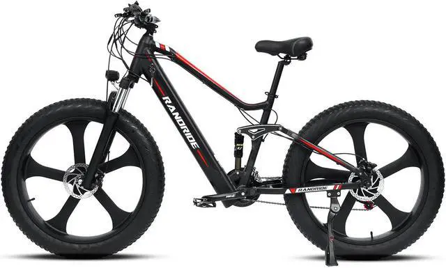 Alt view image 2 of 6 - RANDRIDE 20AH Fat Tire Ebike 1000W Electric Bike for Adults, Electric Fat Bike Full Suspension Electric Bicycle with 26*4.0 CST Fat Tire, Shimano 27 Speed, Shimano Hydraulic Brakes