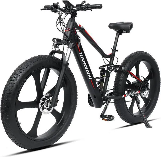 Alt view image 6 of 6 - RANDRIDE 20AH Fat Tire Ebike 1000W Electric Bike for Adults, Electric Fat Bike Full Suspension Electric Bicycle with 26*4.0 CST Fat Tire, Shimano 27 Speed, Shimano Hydraulic Brakes