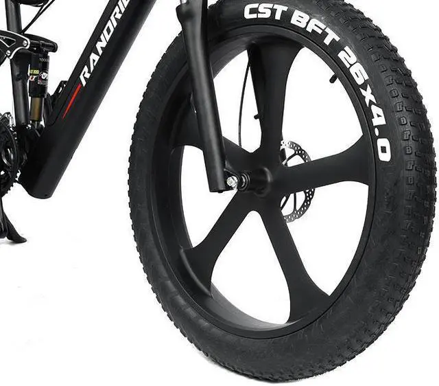 Alt view image 3 of 6 - RANDRIDE 20AH Fat Tire Ebike 1000W Electric Bike for Adults, Electric Fat Bike Full Suspension Electric Bicycle with 26*4.0 CST Fat Tire, Shimano 27 Speed, Shimano Hydraulic Brakes