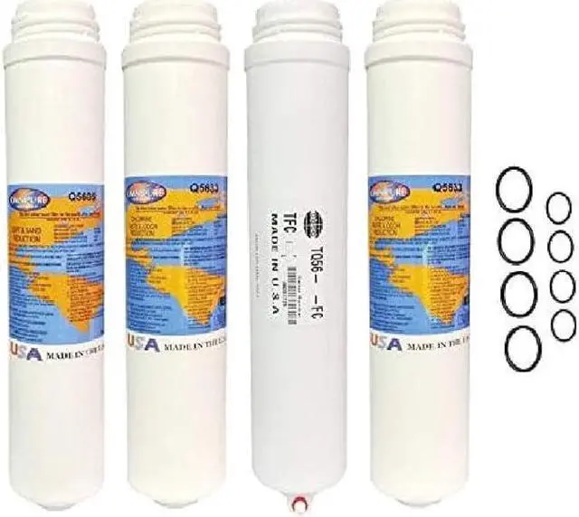 Main image of Omnipure Q5605, (2) Q5633, and Membrane Replacement Sediment Carbon Filter Cartridge Set w/ 50 GPD Membrane for Purotwist 4000 plus Small and Large Head O-Rings by IPW Industries Inc.