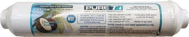 Main image of PURE T IL-10W-C-EZ38 REVERSE OSMOSIS IN-LINE CARBON FILTER 10 X 2 3/8 QUICK CONNECT ENDS