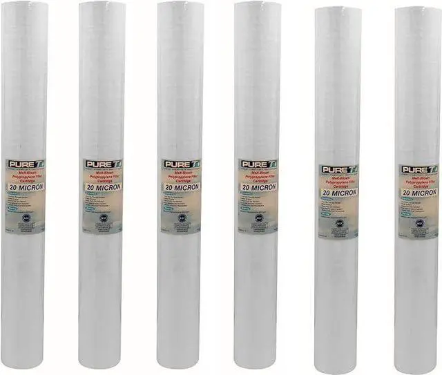 Main image of PureT GCB2000020 20x2.5" Water Sediment Depth Filter - NSF Certified - Spun Poly Filter Removes Sediment and Other Organic Debris (20 u Micron Rated) (6 Pack)