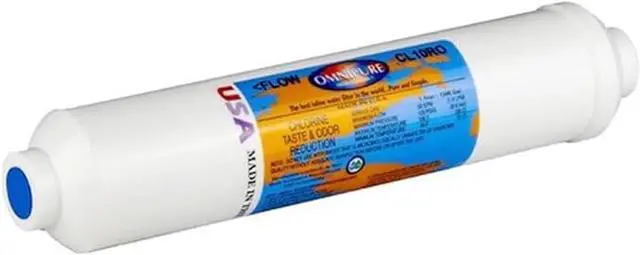 Main image of IPW Industries Inc-Omnipure - (CL10ROT40-B) - 10" x 2" T40 GAC Acid Washed Coconut Carbon Inline Filter 1/4" FPT/Single