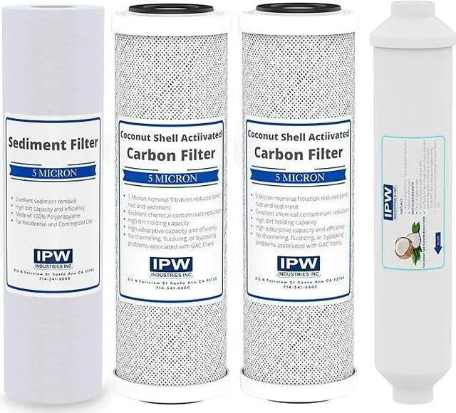 Main image of Compatible with Replacement Filter Kit for Watts RO-TFM-5SV RO System - Includes Carbon Block Filters, PP Sediment Filter & Inline Filter Cartridge by IPW Industries Inc