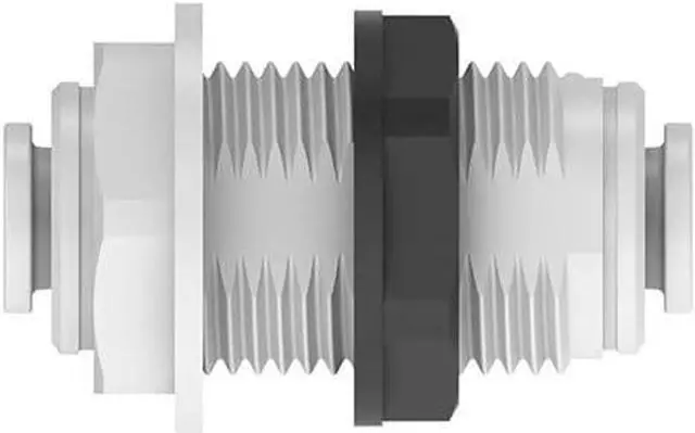 Main image of IPW Industries Inc-John Guest - Polypropylene Reducing Bulkhead Union Quick Connect Fitting 3/8" OD x 1/4" OD x 0.83" / Single - PP121208W