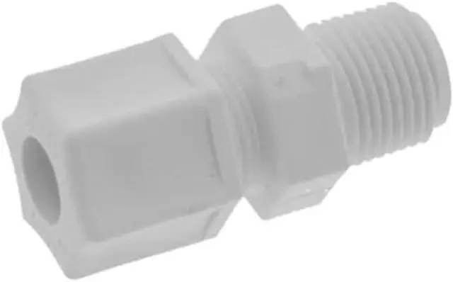 Main image of IPW Industries Inc.-Jaco (1066_PO) Male Connector Fitting with Ferrule Nut and Integral Sleeve - Polypropylene - 3/8" Thread x 3/8" OD Tube w/No Gripper