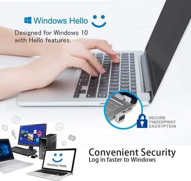 Alt view image 2 of 7 - ARCANITE USB Fingerprint Reader for Windows Hello, 0.05s 360-Degree Sensor Security Device, AKFSD-07