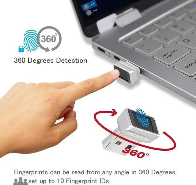 Alt view image 4 of 7 - ARCANITE USB Fingerprint Reader for Windows Hello, 0.05s 360-Degree Sensor Security Device, AKFSD-07