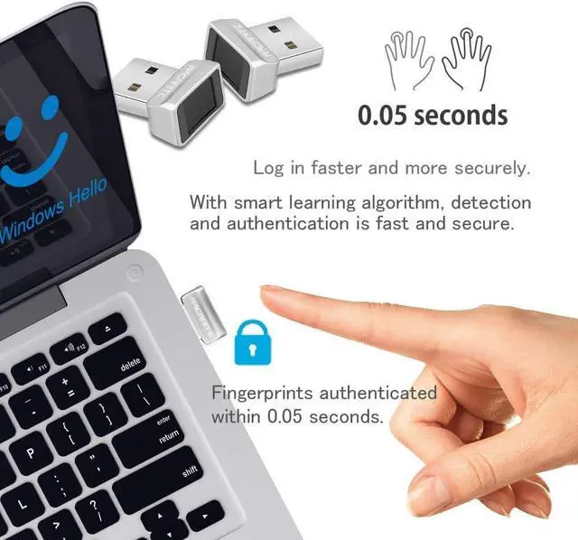 Alt view image 5 of 7 - ARCANITE USB Fingerprint Reader for Windows Hello, 0.05s 360-Degree Sensor Security Device, AKFSD-07