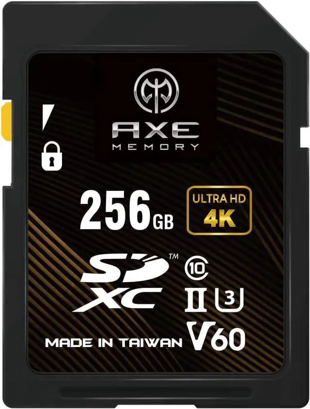 Main image of AXE MEMORY SD Card 256GB V60, 245MB/s UHS-II U3 4K Ultra Full HD, Professional Grade SDXC Memory Card