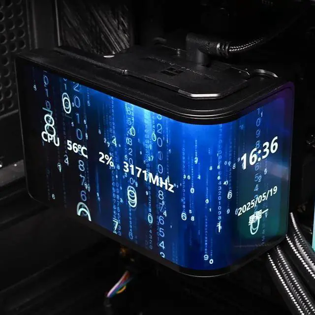 Alt view image 6 of 6 - Thermalright Wonder Vision 360 UB ARGB Black CPU AIO Liquid Cooler - Rotatable 6.67'' Curved Screen 3D Effect, 2K Resolution, 2150RPM TL-UB36 Fans, for AM4/AM5 & Intel 1700/1851