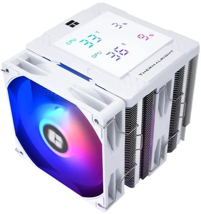 Alt view image 3 of 7 - Thermalright Peerless Assassin 120 Digital ARGB White CPU Air Cooler -Temperature Display | 6 Heat Pipes | 1850RPM PWM 120mm Fans, for Intel 1851/1700, AMD AM4/AM5