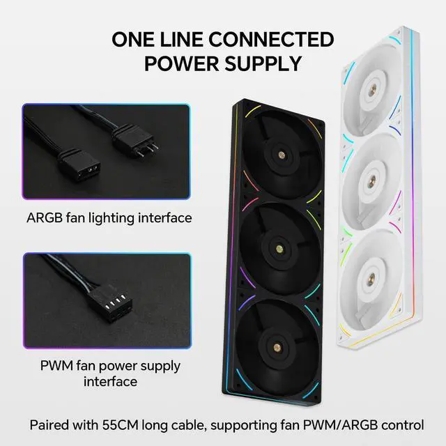 Alt view image 5 of 7 - Thermalright TL-UB36 360mm Single-Frame PC Cooling Case Fans - PWM 2150 RPM Speed | ARGB Lighting | 207CM Airflow | Single Modular Cable, for Chassis  Liquid cooler (Black) (TL-UB36R)