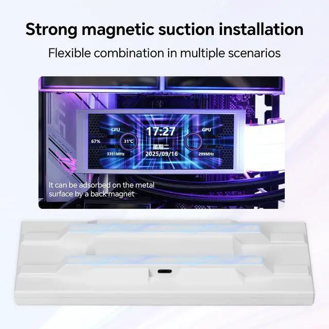 Alt view image 3 of 7 - Thermalright Trofeo Vision LCD AIO Display 6.86 PC Monitor, USB Type-C Screen for Real-Time Hardware Monitoring, with Preset & DIY Themes for Gaming PC Case/CPU Cooler(White)